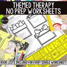 Load image into Gallery viewer, Yearlong No Prep Themed Worksheets for Speech Therapy PART 1: Themed Therapy