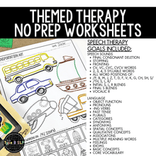 Load image into Gallery viewer, Yearlong No Prep Themed Worksheets for Speech Therapy PART 1: Themed Therapy