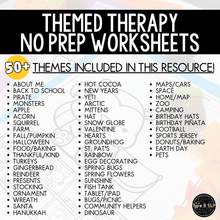 Load image into Gallery viewer, Yearlong No Prep Worksheets for Speech Therapy 2.0: Themed Therapy