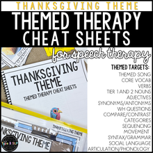 Load image into Gallery viewer, Thanksgiving Themed Word Lists | Cheat Sheets for Speech Therapy