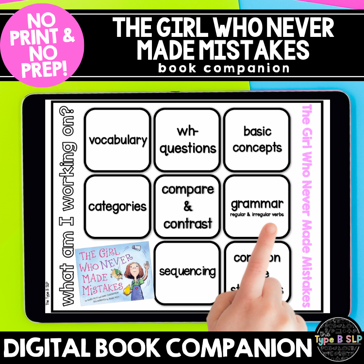 No Print Speech Therapy Book Companion: Girl Who Never Made Mistakes ...