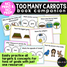 Load image into Gallery viewer, Too Many Carrots Book Companion for Speech Therapy: No Print No Prep