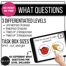 Load image into Gallery viewer, No Print No Prep Digital Speech Therapy WH Questions: "What" Set