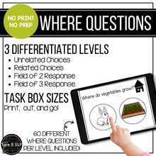 Load image into Gallery viewer, No Print No Prep Digital Speech Therapy WH Questions: "Where" Set
