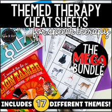 Load image into Gallery viewer, MEGA BUNDLE: ALL Themed Therapy Cheat Sheets for Speech Therapy