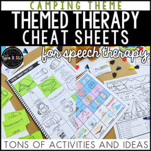 Load image into Gallery viewer, Camping Themed Word Lists | Themed Cheat Sheets for Speech Therapy