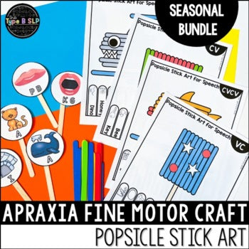 Apraxia of Speech Fine Motor Practice : Popsicle Stick Art BUNDLE