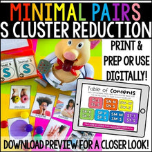 Load image into Gallery viewer, S Cluster Reduction Minimal Pairs: Real-Life Flashcards Print & Digital