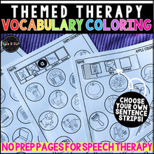 Load image into Gallery viewer, Speech Therapy Sentence Expansion Worksheets: Themed Vocabulary Coloring Pages