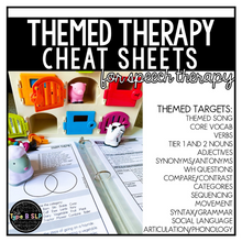 Load image into Gallery viewer, Themed Therapy Cheat Sheets for Speech Therapy: GROWING BUNDLE ONE