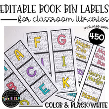 Load image into Gallery viewer, Editable Book Bin Labels, Classroom Library: Color & BW