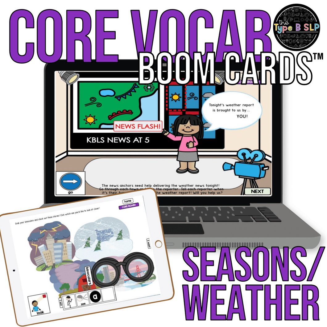 Core Vocabulary Boom Cards™: Weather and Seasons Speech Therapy AAC