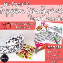Load image into Gallery viewer, Apple Articulation & Language Headbands for Speech Therapy: One Page Craft
