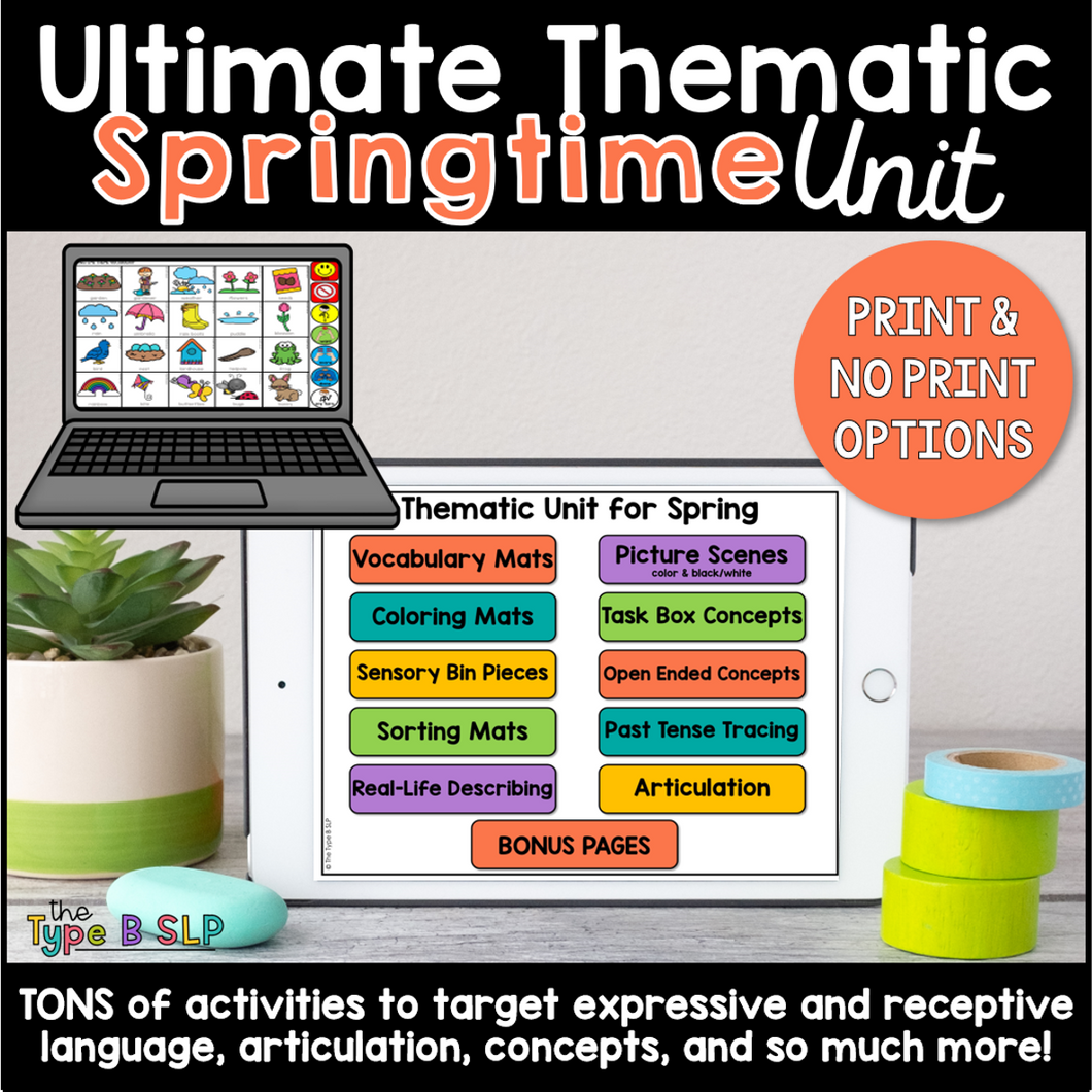 Ultimate Thematic SPRING UNIT: Distance Learning for Speech Therapy