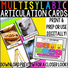 Load image into Gallery viewer, Multisyllabic Articulation Cards with Real Photos | Speech Therapy for Carryover
