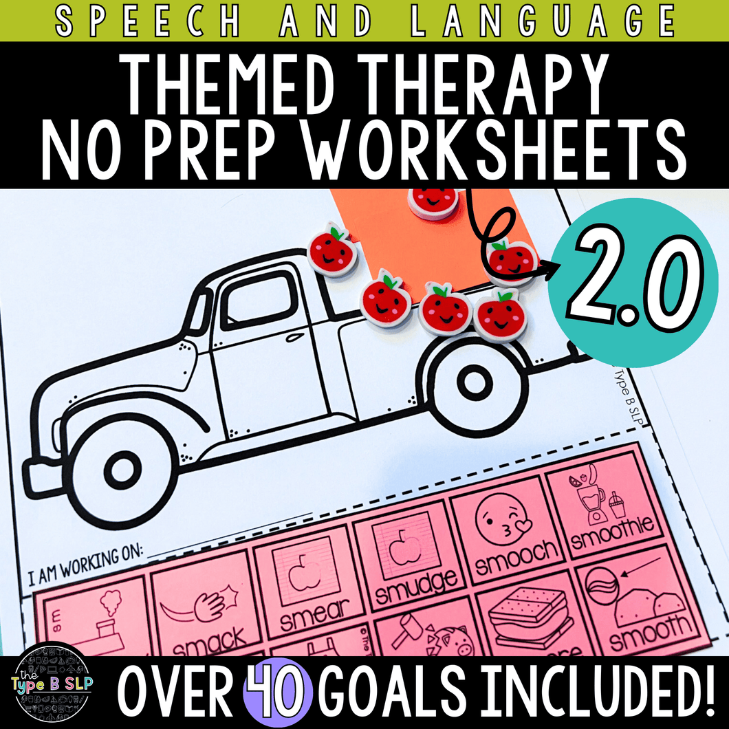 Yearlong No Prep Worksheets for Speech Therapy 2.0: Themed Therapy