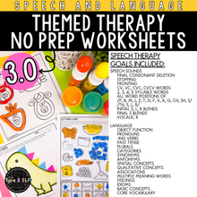 Load image into Gallery viewer, Yearlong No Prep Themed Worksheets for Speech Therapy 3.0
