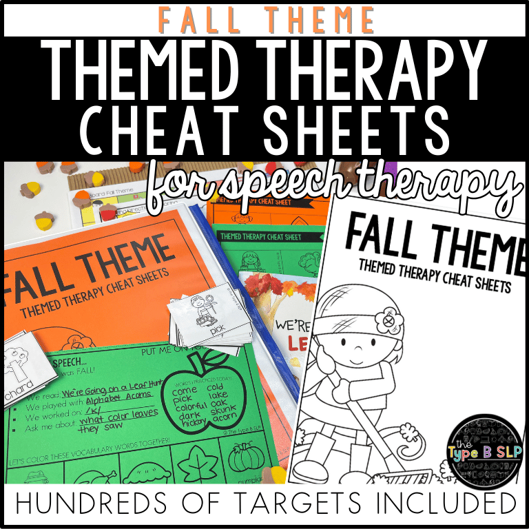 Fall Themed Word Lists for Speech Therapy | Themed Therapy Cheat Sheets