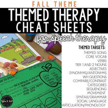 Load image into Gallery viewer, Fall Themed Word Lists for Speech Therapy | Themed Therapy Cheat Sheets
