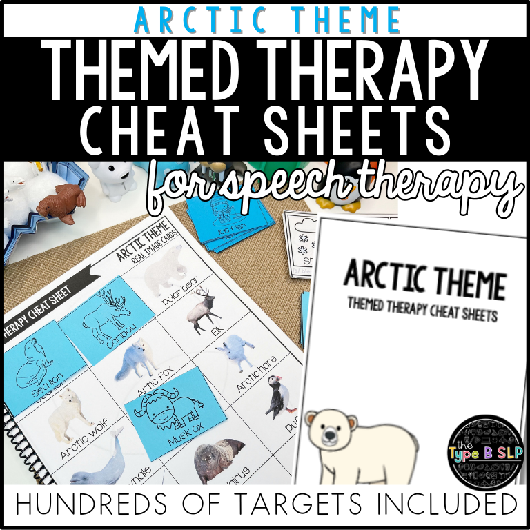 Arctic Themed Word Lists | Themed Cheat Sheets for Speech Therapy