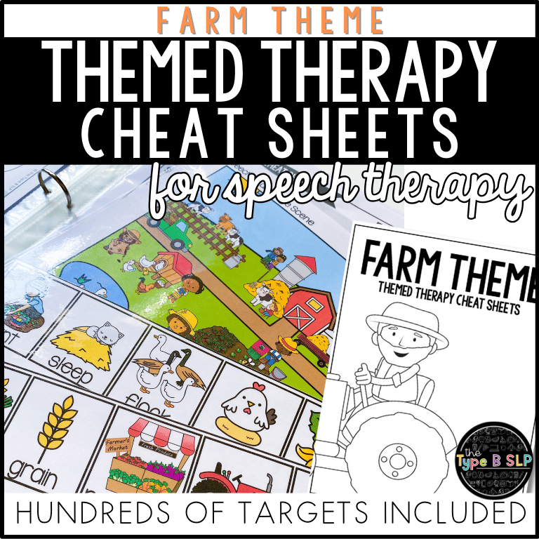 Farm Themed Word Lists | Cheat Sheets for Speech Therapy