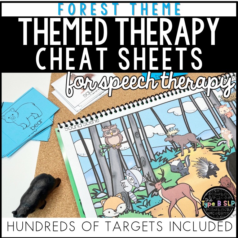 Forest Themed Word Lists | Themed Cheat Sheets for Speech Therapy