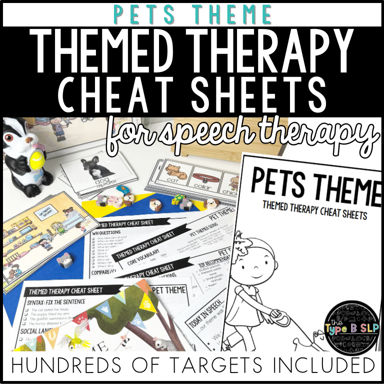 Pets Themed Word Lists | Themed Cheat Sheets for Speech Therapy