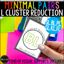 Load image into Gallery viewer, L Cluster Reduction Minimal Pairs: Real-Life Flashcards Print &amp; Digital
