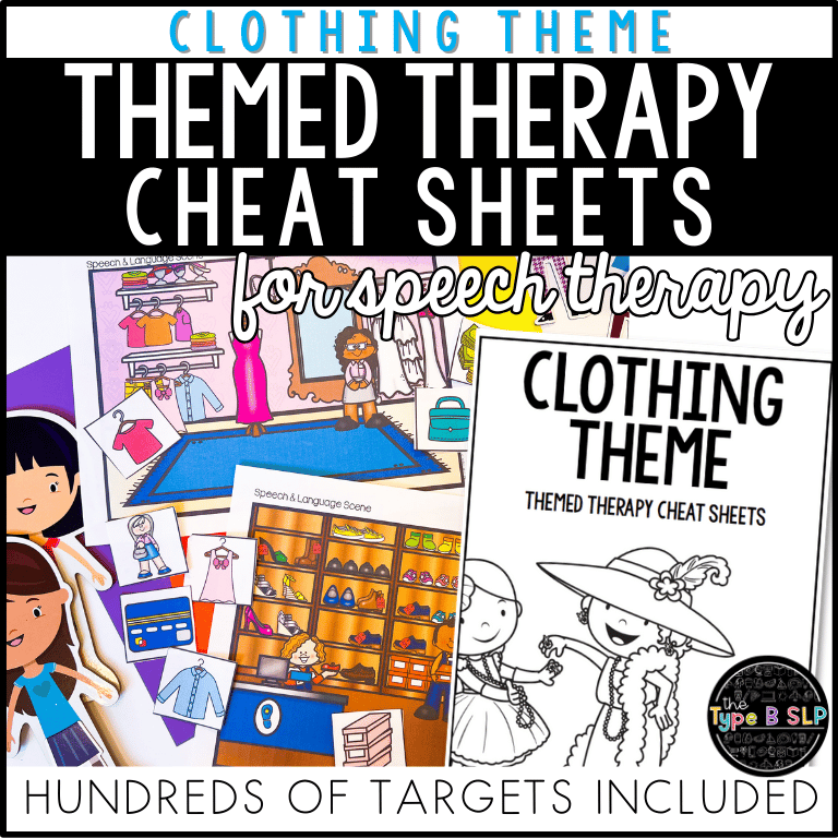 Clothing Themed Word Lists | Cheat Sheets for Speech Therapy