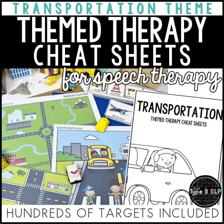 Transportation Themed Word Lists | Themed Cheat Sheets for Speech Therapy