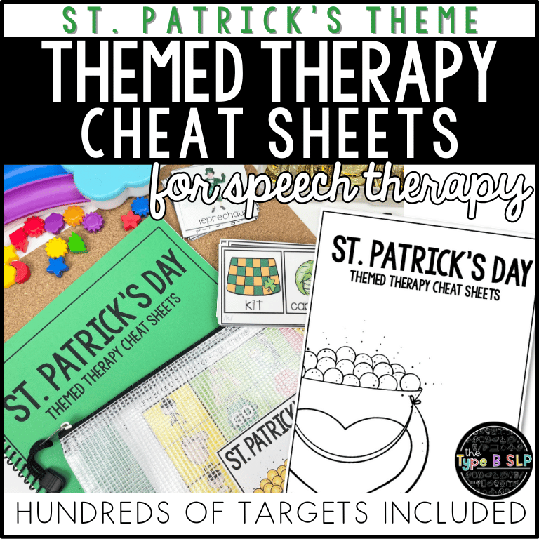 St. Patrick's Day Themed Word Lists | Themed Cheat Sheets for Speech Therapy