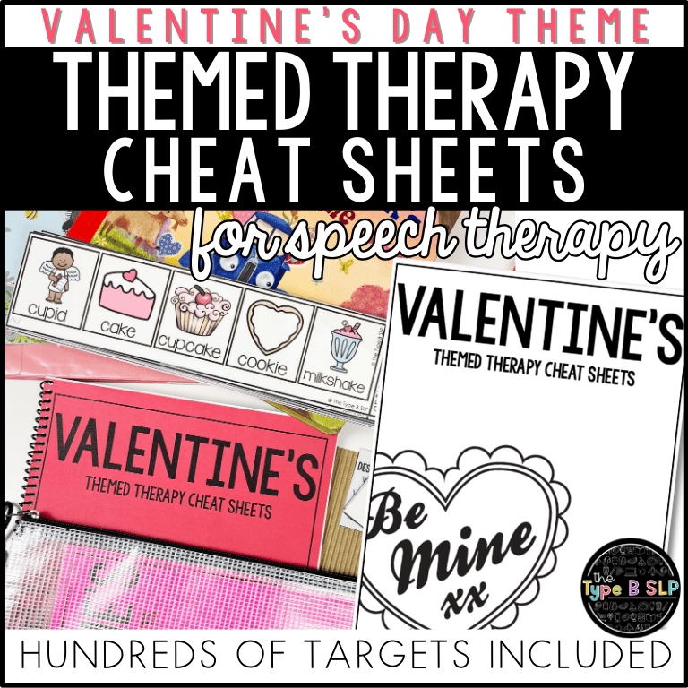 Valentine's Day Themed Word Lists | Themed Cheat Sheets for Speech Therapy