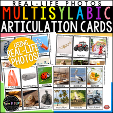 Load image into Gallery viewer, Multisyllabic Articulation Cards with Real Photos | Speech Therapy for Carryover
