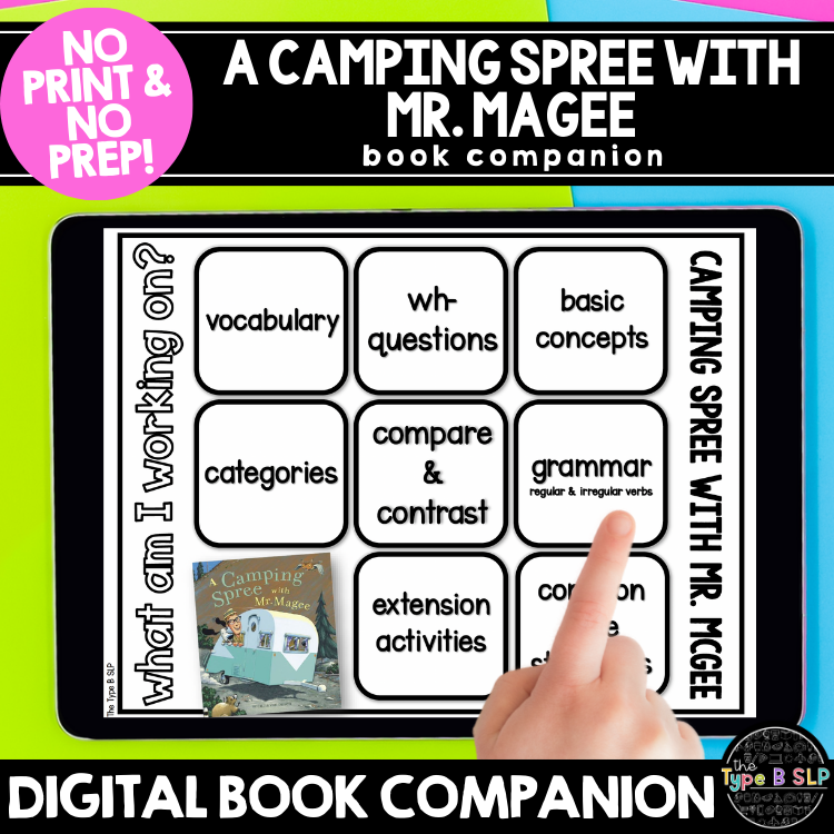 No Print Speech Therapy Book Companion: A Camping Spree with Mr. Magee