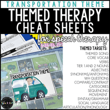 Load image into Gallery viewer, Transportation Themed Word Lists | Themed Cheat Sheets for Speech Therapy
