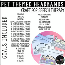 Load image into Gallery viewer, Headband Pets Speech Therapy: No Prep Pets Headband Craft for Speech Language
