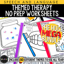 Load image into Gallery viewer, MEGA BUNDLE: Yearlong No Prep Themed Worksheets for Speech Therapy
