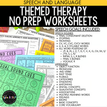 Load image into Gallery viewer, MEGA BUNDLE: Yearlong No Prep Themed Worksheets for Speech Therapy
