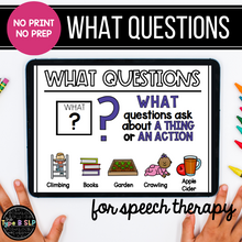 Load image into Gallery viewer, No Print No Prep Digital Speech Therapy WH Questions: &quot;What&quot; Set
