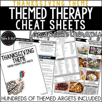 Thanksgiving Themed Word Lists | Cheat Sheets for Speech Therapy