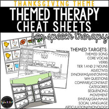 Load image into Gallery viewer, Thanksgiving Themed Word Lists | Cheat Sheets for Speech Therapy

