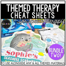 Load image into Gallery viewer, Themed Therapy Word List Cheat Sheets for Elementary: GROWING BUNDLE
