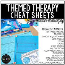 Load image into Gallery viewer, Themed Therapy Word List Cheat Sheets for Elementary: GROWING BUNDLE
