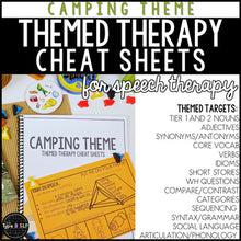 Load image into Gallery viewer, Camping Themed Word Lists | Themed Cheat Sheets for Speech Therapy
