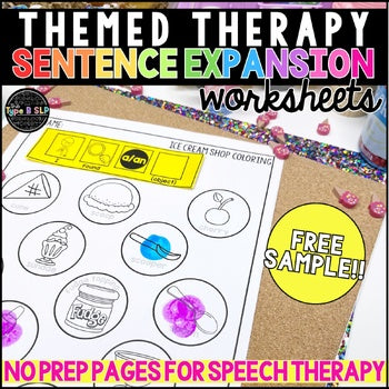 FREE SAMPLE: Speech Therapy Sentence Expansion Worksheets for Language