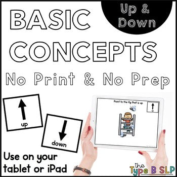 No Print Basic Concepts for Speech Therapy: Up/Down with Task Box Cards
