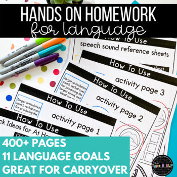 Busy Homework for Language Goals: Speech Therapy