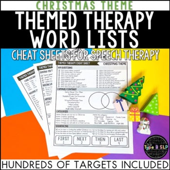 Christmas Themed Word Lists | Cheat Sheets for Speech Therapy