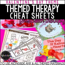 Load image into Gallery viewer, Valentine&#39;s Day Themed Word Lists | Themed Cheat Sheets for Speech Therapy
