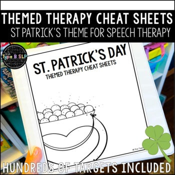 St. Patrick's Day Themed Word Lists | Themed Cheat Sheets for Speech Therapy